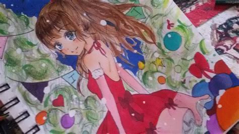 Anime Girl Drawing With Copic Markers Christmas Special