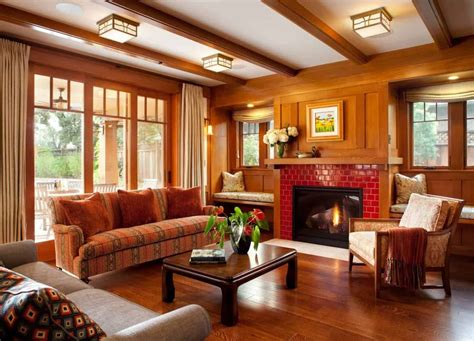 Formal Craftsman Living Room Offers Cozy Seats Over A Hardwood Flooring