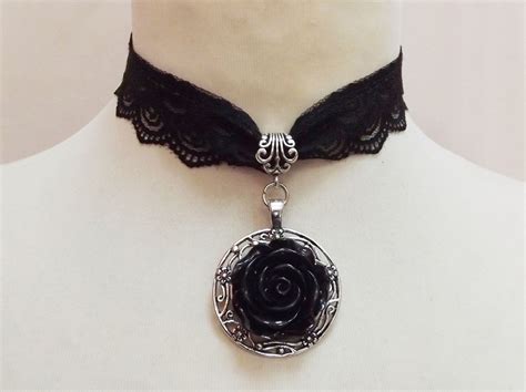 Black Rose Necklace Choker Cute Gothic Jewelry Gothic Jewelry Diy