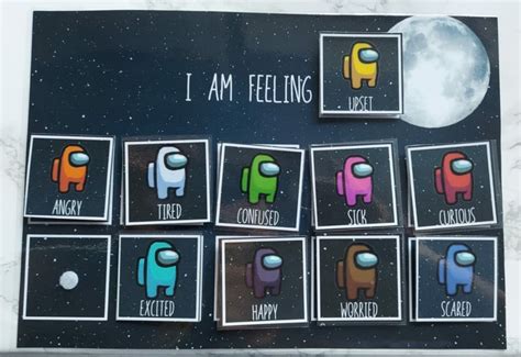 Feelings Chart Among Us Emoji Monsters Custom Made Wipe Etsy