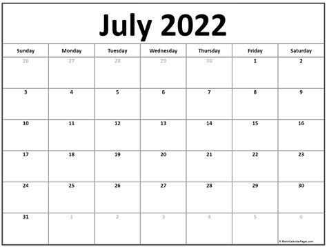 Printable Calendar July 2021 In Color Printable March