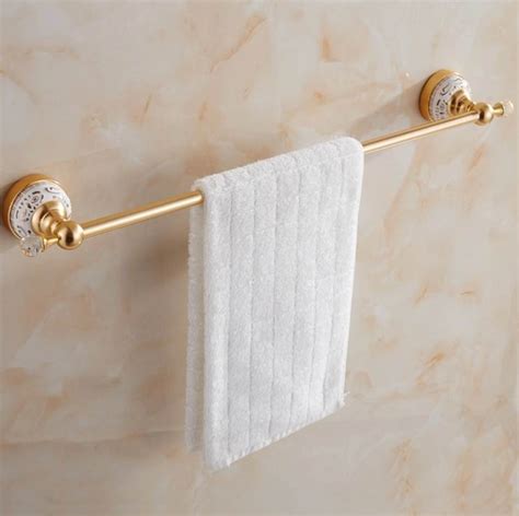 Free Shipping Gold Plating Towel Rack Single Bar Crystal Luxury Copper
