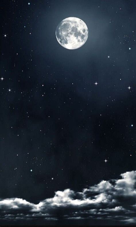 Moon And Cloudystarry Night Sky Cropped Mobile Phone Wallpaper 480x800