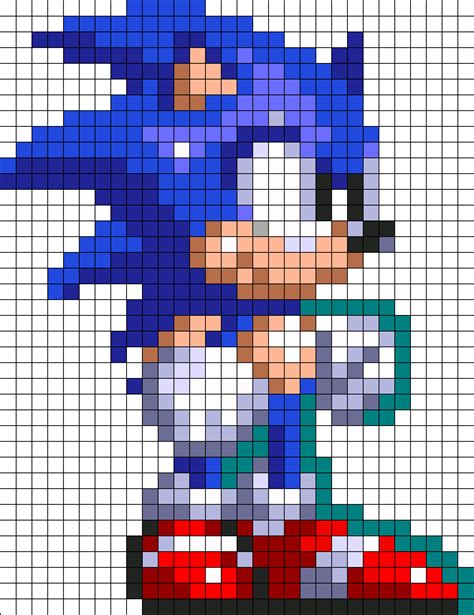 Sonic Perler Bead Pattern Pixel Art Templates Perler Beads Perler My