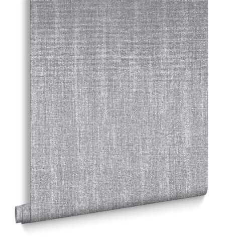 Chenille Grey And Silver Wallpaper Graham And Brown