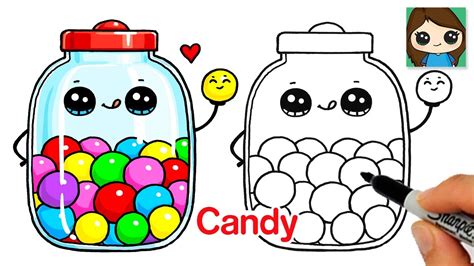 How To Draw A Jar Of Candy 🍬cute Food Art Youtube
