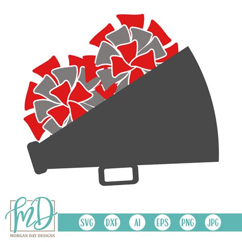 Pink cheerleader cheering with megaphone and callout. Cheer SVG - Pom Pom SVG - Megaphone SVG - Morgan Day Designs