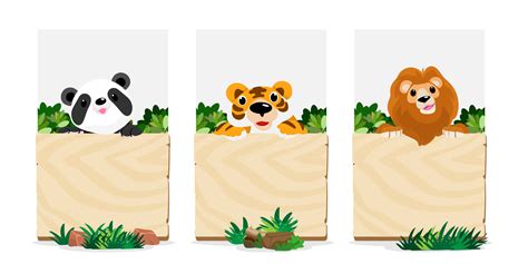 Cute Animals In Zoo Placards And Banner In Zoos Design For Banner