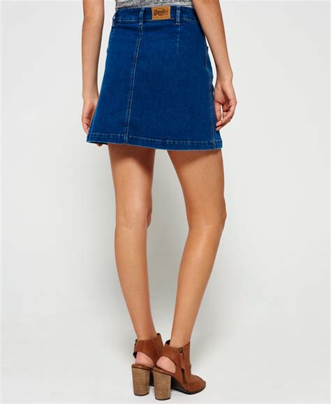 superdry a line denim mini skirt womens sale skirts and shorts