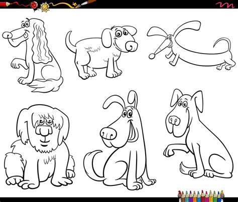 Coloriage De Personnages Danimaux De Chiens De Dessin Animé Vecteur Premium