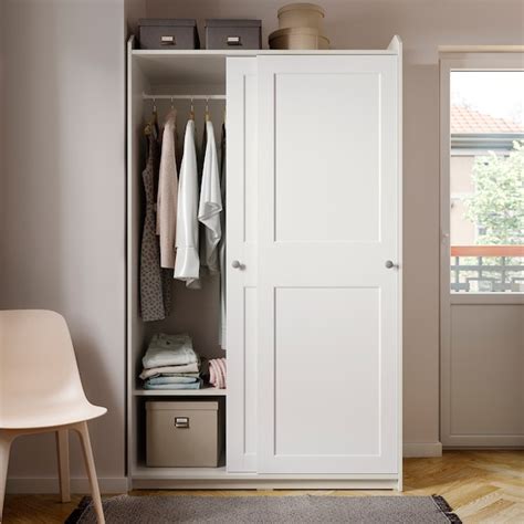 Hauga Wardrobe With Sliding Doors White 4612x2158x7838 Ikea