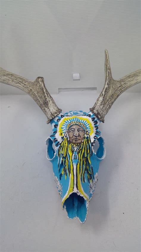 Hand Painted Deer Skull