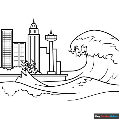 Tsunami Coloring Para Colorear Dibujos Tsunamis Wave Sketch Drawing