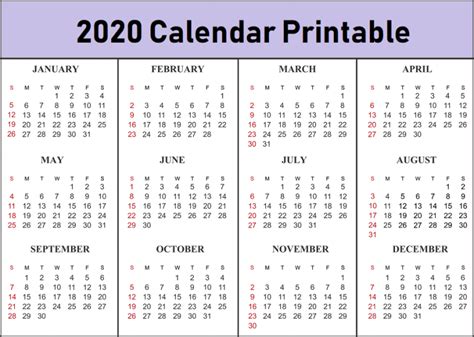 Free Blank Printable Calendar 2020 Template In Pdf Excel Word