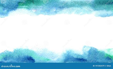 Abstract Watercolor Borders Aqua And Blue Wet Colors With Paper