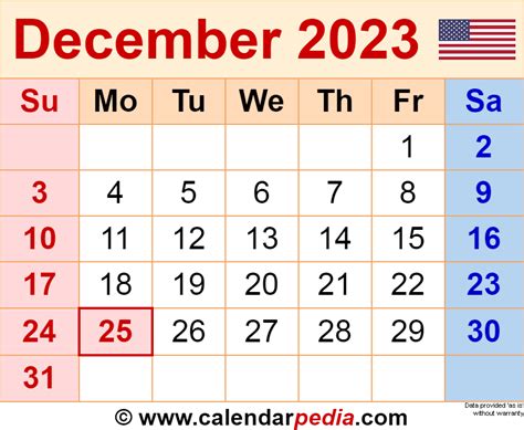 December 2023 Calendar Templates For Word Excel And Pdf