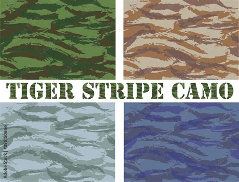 Tiger Stripe Camouflage Seamless Patterns Woodland Desert Urban And