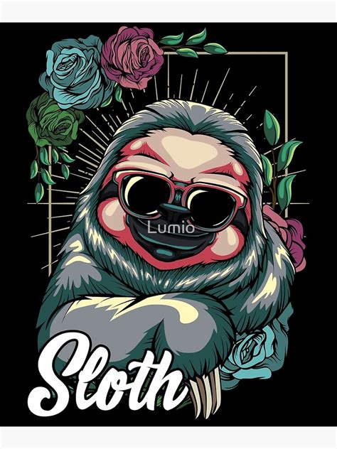 Sloth Cool Sloth With Sunglasses And Flowers Canvas Print By Lumio
