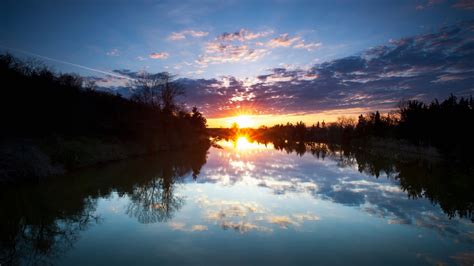 Wallpaper Sunlight Landscape Sunset Lake Nature Reflection Sky