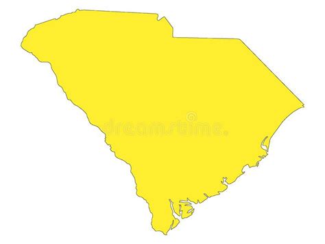 Yellow Map Of Us State Of South Carolina Stock Vector Illustration Of