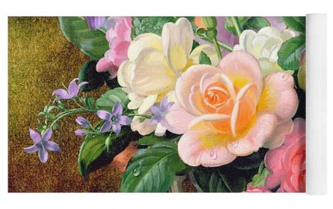 Roses Pansies And Other Flowers In A Vase Yoga Mat For Sale By Albert