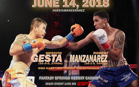 Gesta Vs Manzanarez For Wbo Nabo Title On Espn June 14 Mercito No