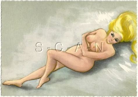 Original S Nude German Pinup Pc Well Endowed Blond Sits In The Hot