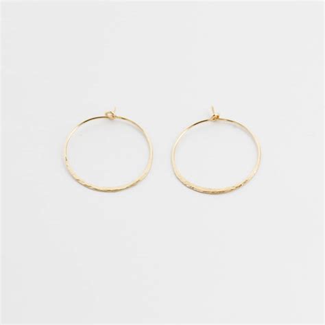 Gold Filled Hammered Hoop Earrings By Ilona Maria Jewellery