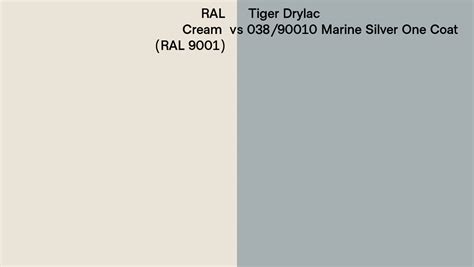 RAL Cream RAL 9001 Vs Tiger Drylac 038 90010 Marine Silver One Coat