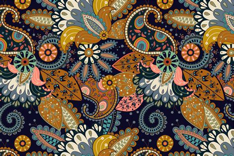 Floral Paisley Pattern Vector Graphic Patterns Creative Market