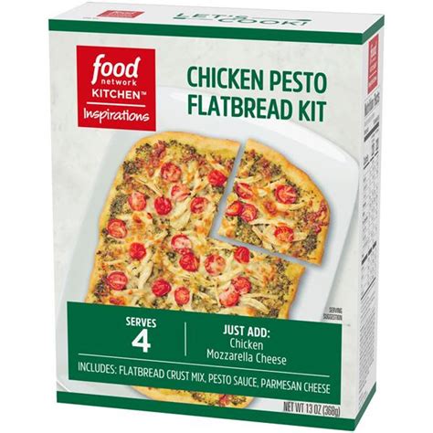 Every product in the new line either inspires people to try global flavors at home with meal kits like chicken tikka masala, or takes classics up a notch with an inspired take on creamy parmesan. Food Network Kitchen Inspirations Chicken Pesto Flatbread ...