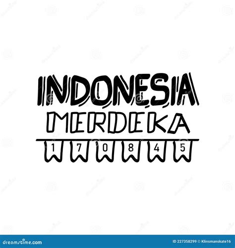 Hand Lettering Indonesia Merdeka Typography Design Stock Vector
