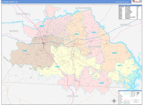 Catawba County Nc Wall Map Color Cast Style By Marketmaps Mapsales
