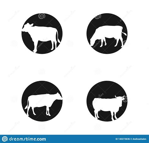 Cow Agriculture Farm Dairy Product Icon Vector Logo Design Stock