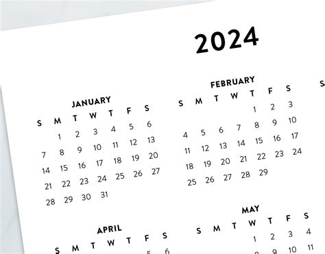 2024 Minimalist Calendar Printable 2024 Calendar Printable