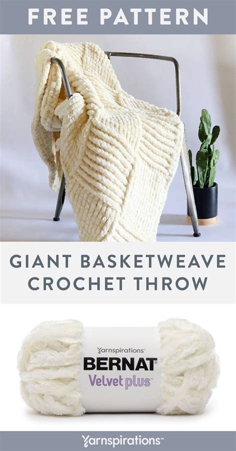 Free Giant Basketweave Crochet Throw Pattern Using Bernat Velvet Plus