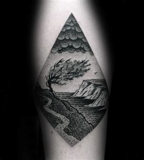 The landscape tattoo designs are perfect tattoo designs for these people, and can be chosen to be drawn on back such that complete scenario can be presented beautifully containing mountains, trees. 90 Landscape Tattoos For Men - Scenic Design Ideas