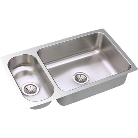 The sink is raised with space underneath, allowing for tasks to be completed when seated while also providing convenient storage. Elkay Lustertone Undermount Stainless Steel 33 in. Double ...
