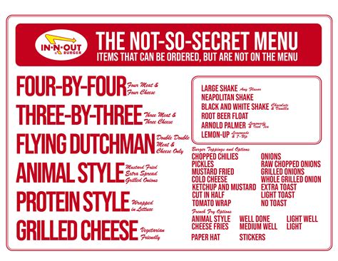In N Out Not So Secret Menu Non Menu Items Updated And Cleaned Up