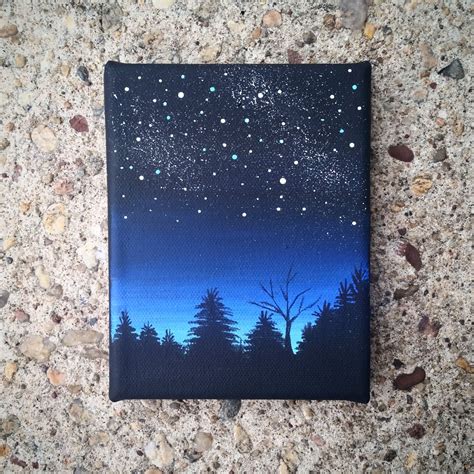 Night Sky Painting In Acrylic 4x5 Canvas Night Sky Painting Sky