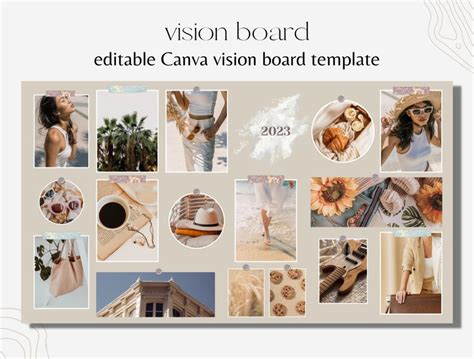 Vision Board Template 2023 Canva Editable Template Manifestation Board