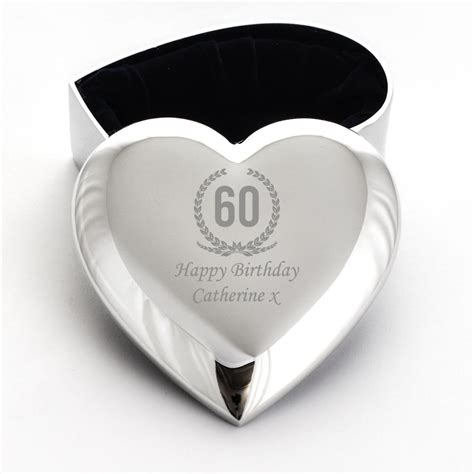 Personalised Silver Heart Trinket 60th Birthday