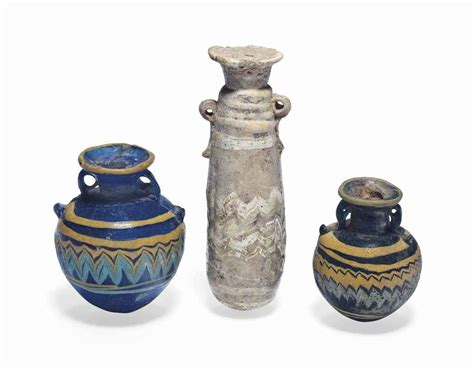 Three Eastern Mediterranean Core Formed Glass Vessels Circa 6th 4th Century B C Ancient Art