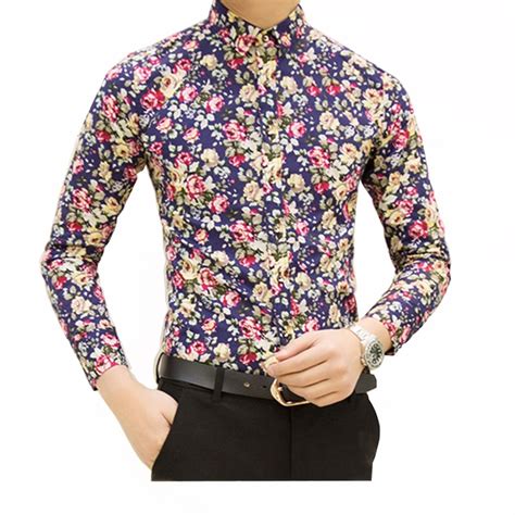 Hcxy 2017 New Fashion Spring Mens Flower Shirts Casual Designer Men