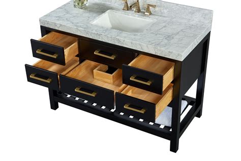 48 Single Sink Bath Vanity Set In Black Onyx With Italian Carrara