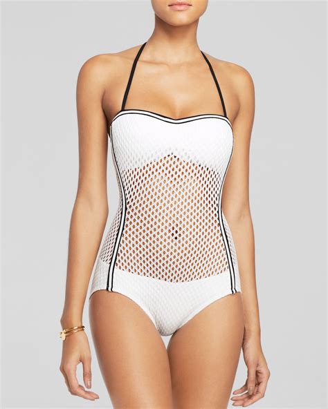 Lyst Robin Piccone Cameron Sport Mesh One Piece Swimsuit In White