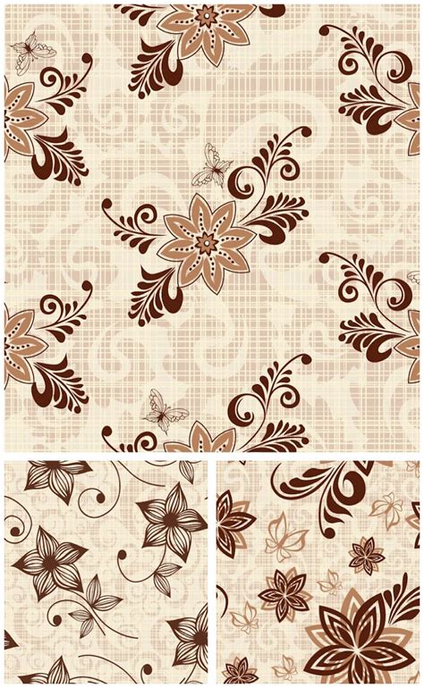 Set of vector brown floral patterns. Brown floral patterns vector set 2 | Floral pattern vector ...