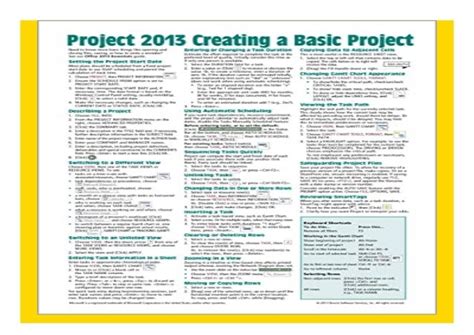 Microsoft Project 2013 Quick Reference Guide Creating A Basic Project