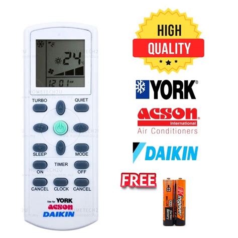 Daikin York Acson Air Conditioner Remote Control Shopee Malaysia