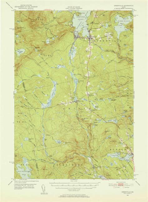 Greenville Maine 1951 1952 Usgs Old Topo Map Reprint 15x15 Me Quad